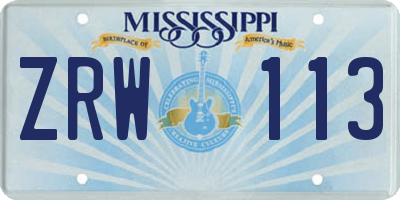MS license plate ZRW113