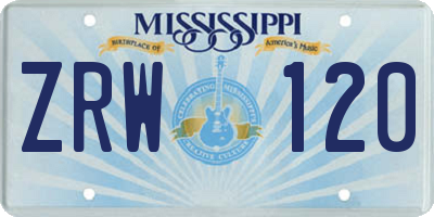 MS license plate ZRW120