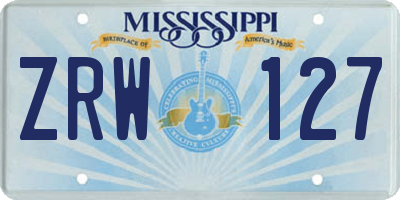 MS license plate ZRW127
