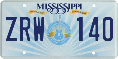 MS license plate ZRW140
