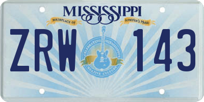 MS license plate ZRW143