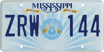 MS license plate ZRW144