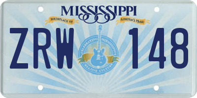 MS license plate ZRW148