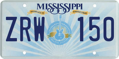 MS license plate ZRW150