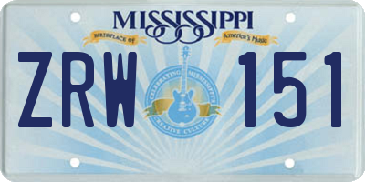 MS license plate ZRW151