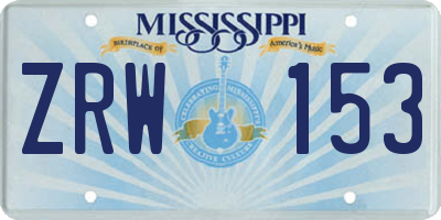 MS license plate ZRW153