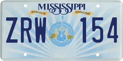 MS license plate ZRW154