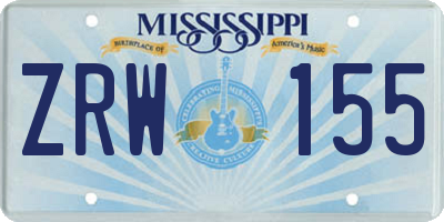 MS license plate ZRW155