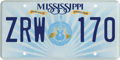 MS license plate ZRW170
