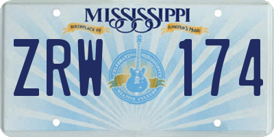 MS license plate ZRW174