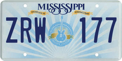 MS license plate ZRW177