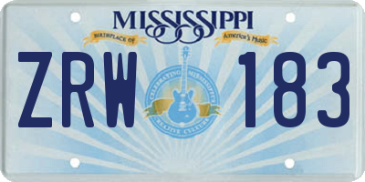 MS license plate ZRW183