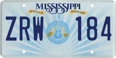 MS license plate ZRW184