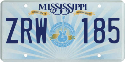 MS license plate ZRW185