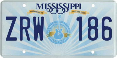 MS license plate ZRW186