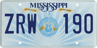 MS license plate ZRW190