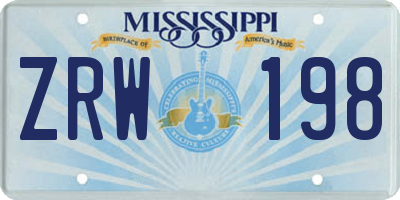 MS license plate ZRW198