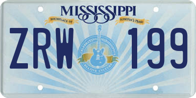 MS license plate ZRW199