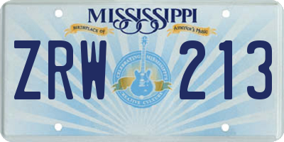 MS license plate ZRW213