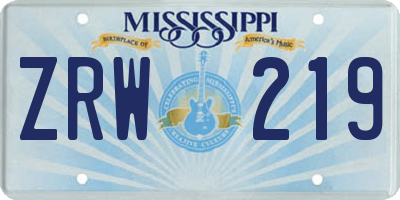 MS license plate ZRW219
