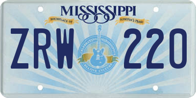 MS license plate ZRW220