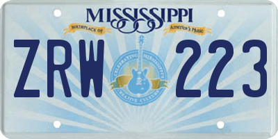 MS license plate ZRW223