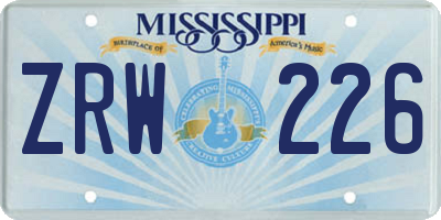MS license plate ZRW226