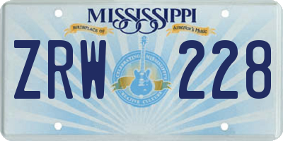 MS license plate ZRW228