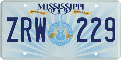 MS license plate ZRW229