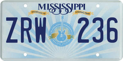 MS license plate ZRW236