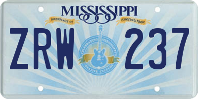 MS license plate ZRW237
