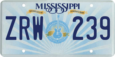 MS license plate ZRW239