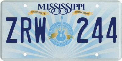 MS license plate ZRW244
