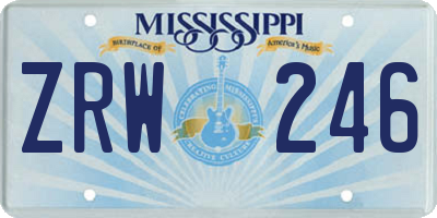 MS license plate ZRW246
