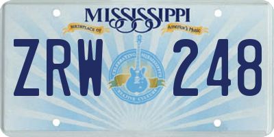 MS license plate ZRW248
