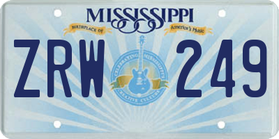 MS license plate ZRW249