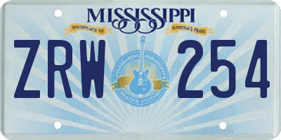 MS license plate ZRW254