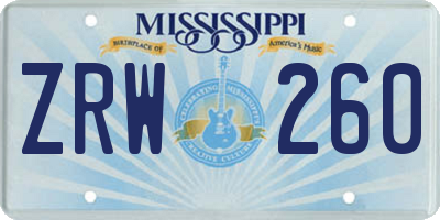 MS license plate ZRW260