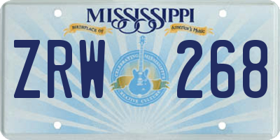 MS license plate ZRW268