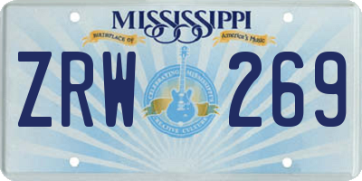 MS license plate ZRW269