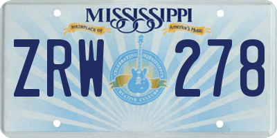 MS license plate ZRW278