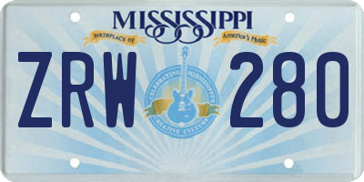 MS license plate ZRW280