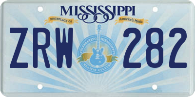 MS license plate ZRW282