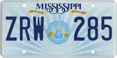 MS license plate ZRW285