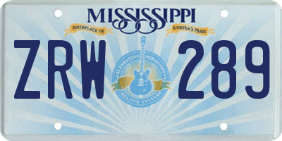MS license plate ZRW289