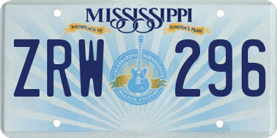 MS license plate ZRW296