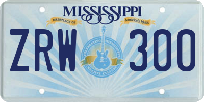 MS license plate ZRW300