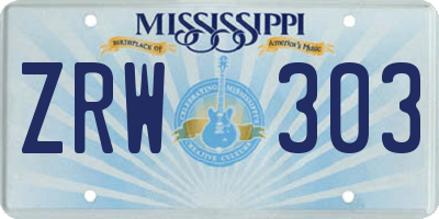 MS license plate ZRW303