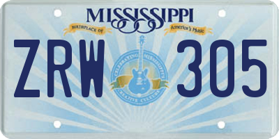 MS license plate ZRW305