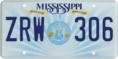 MS license plate ZRW306